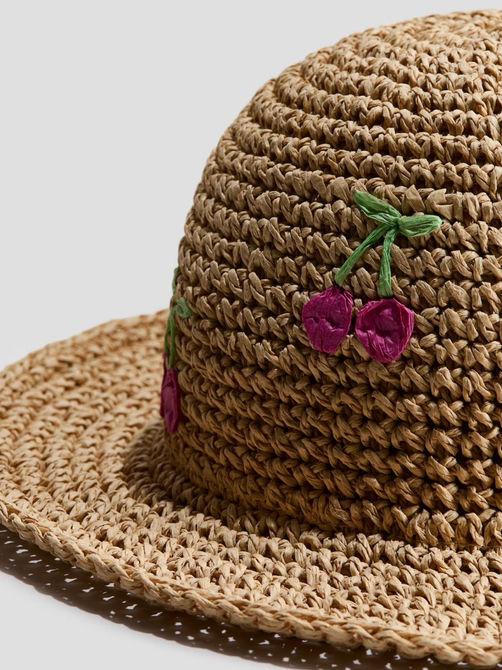 H&M Straw Sun Hat with Cherry Appliqué - Picture 2 of 2